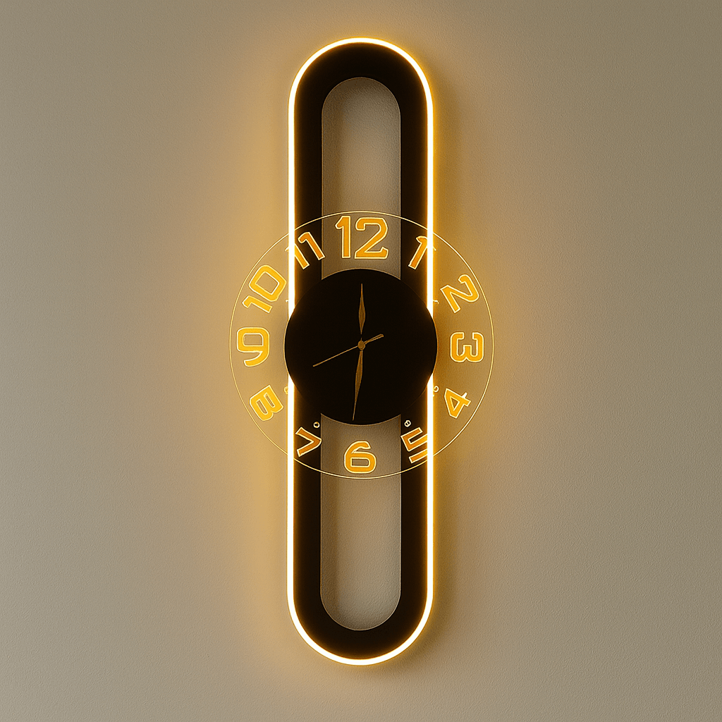 AuraClock 2-in-1 vertical and Horizontal clock for Home and Office Wall with neon light ambiance
