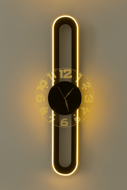 AuraClock 2-in-1 vertical and Horizontal clock for Home and Office Wall with neon light ambiance