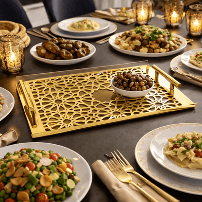 Sultané Royale™ Gold Tray With Metal Handles-SRG01