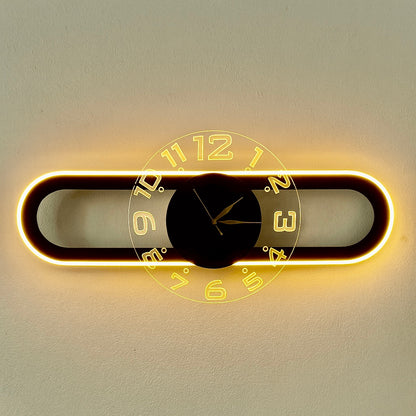 AuraClock 2-in-1 vertical and Horizontal clock for Home and Office Wall with neon light ambiance