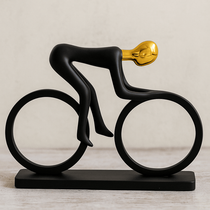 Eternal Motion – Black & Gold Cyclist Sculpture