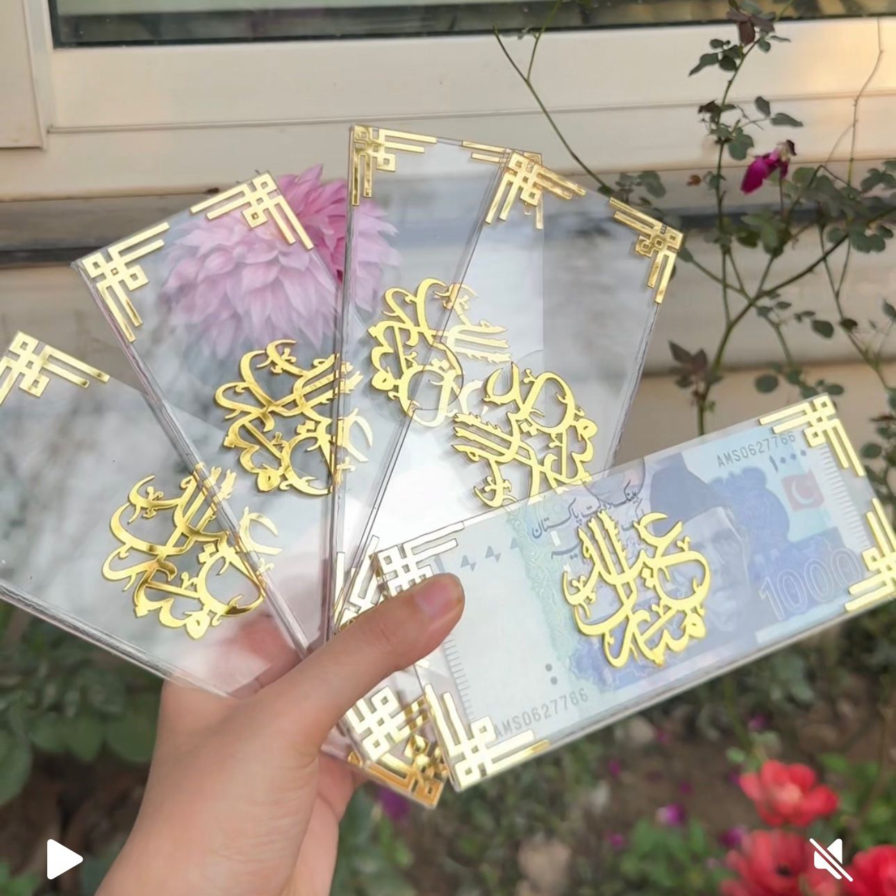 Premium Acrylic Eidi Envelopes – Eid Mubarak Gift Envelopes -COR01