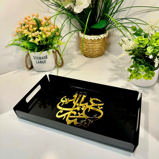 Eid Mubarak Tray Black and Gold-TE01